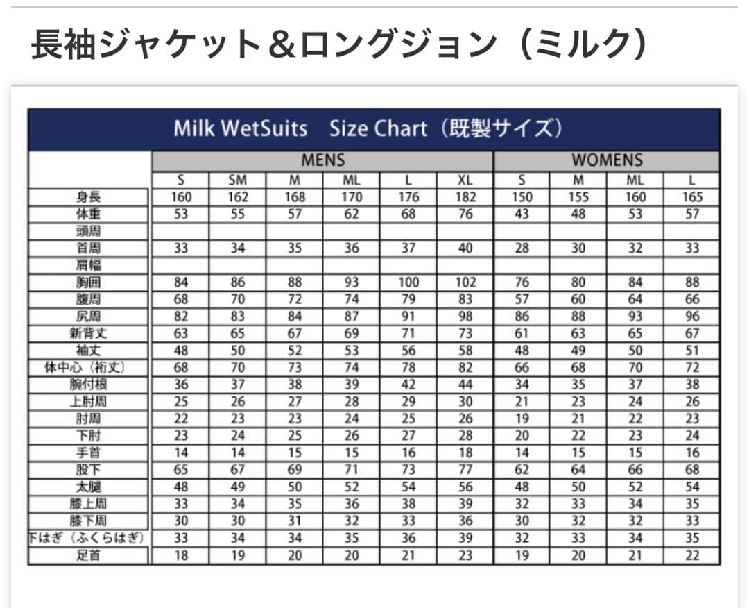 セット　ロングジョン＆タッパー（長袖ジャケット）M ウェットスーツMilk