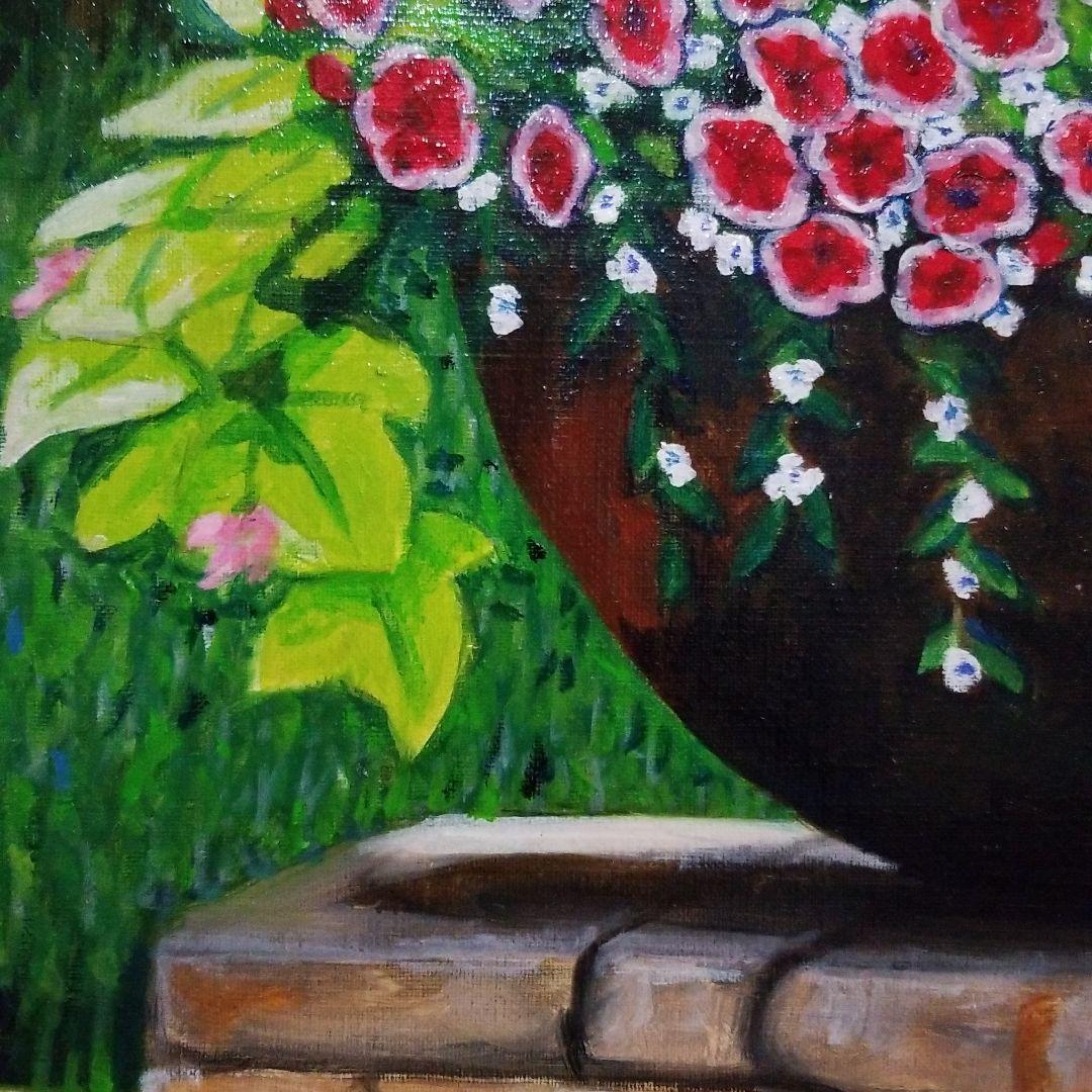 油絵　専用品　ペチュニアが咲く寄せ植え