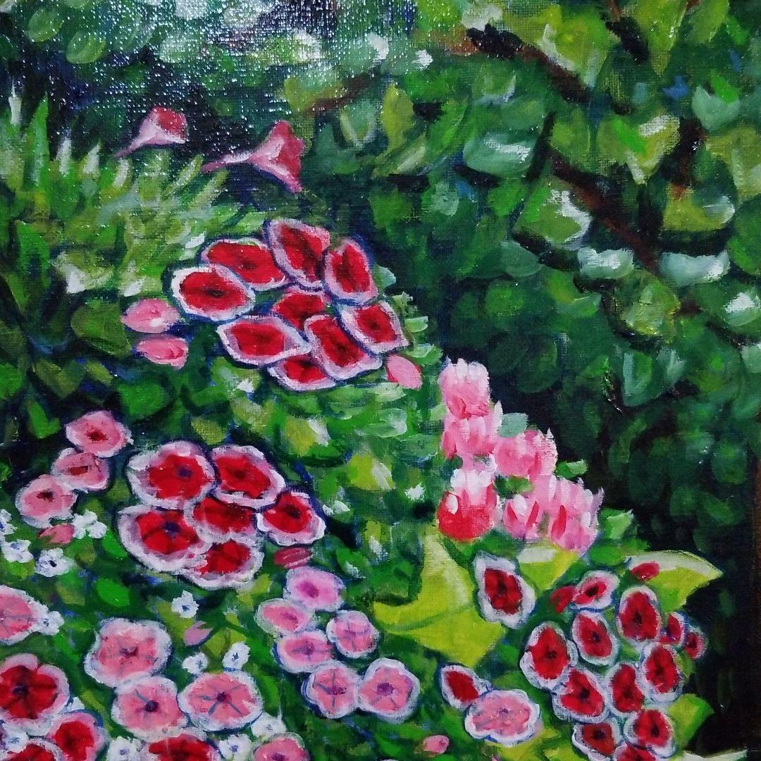 油絵　専用品　ペチュニアが咲く寄せ植え