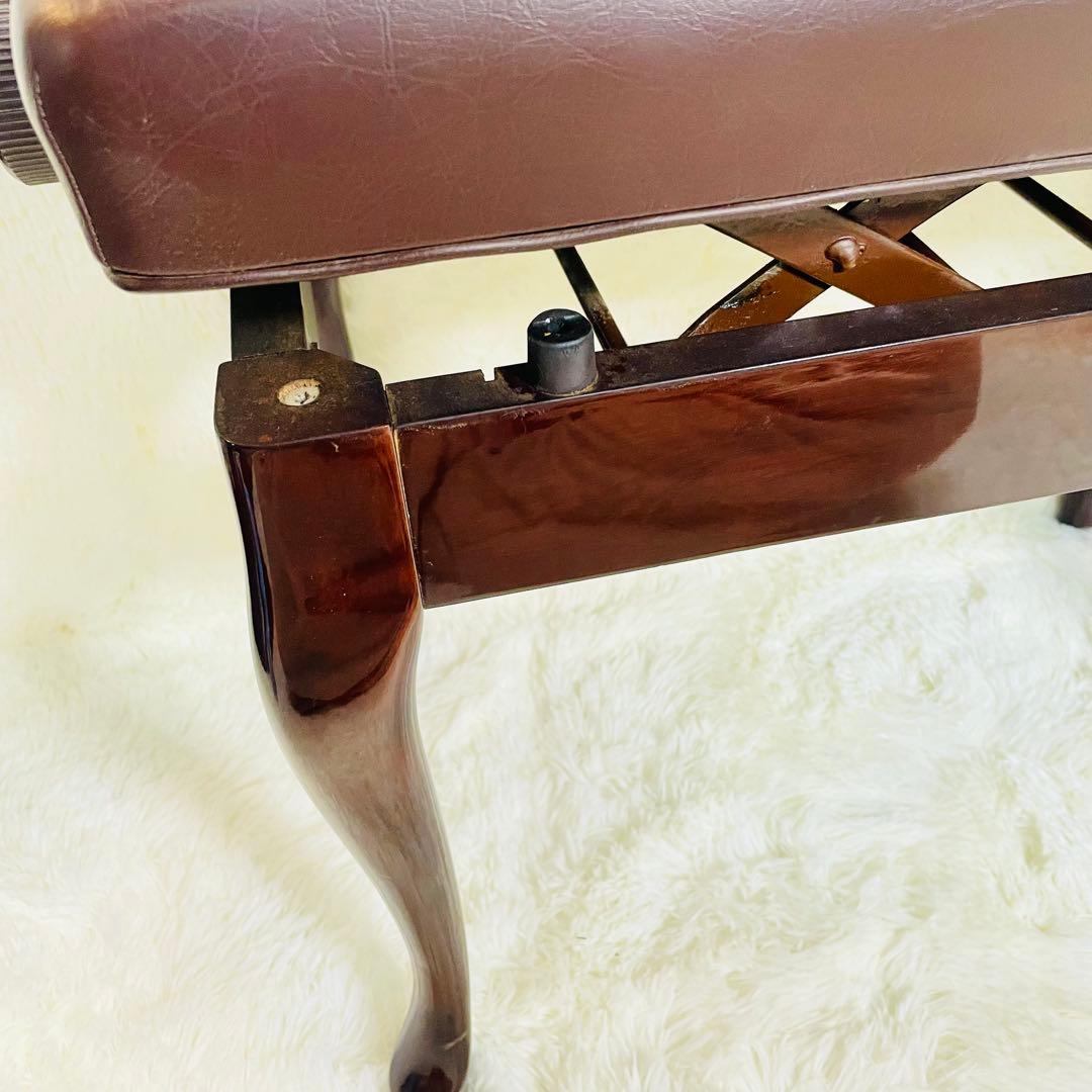 美品　猫足　ピアノ椅子　艶あり　ウォルナット　高さ調整機能付き　高級