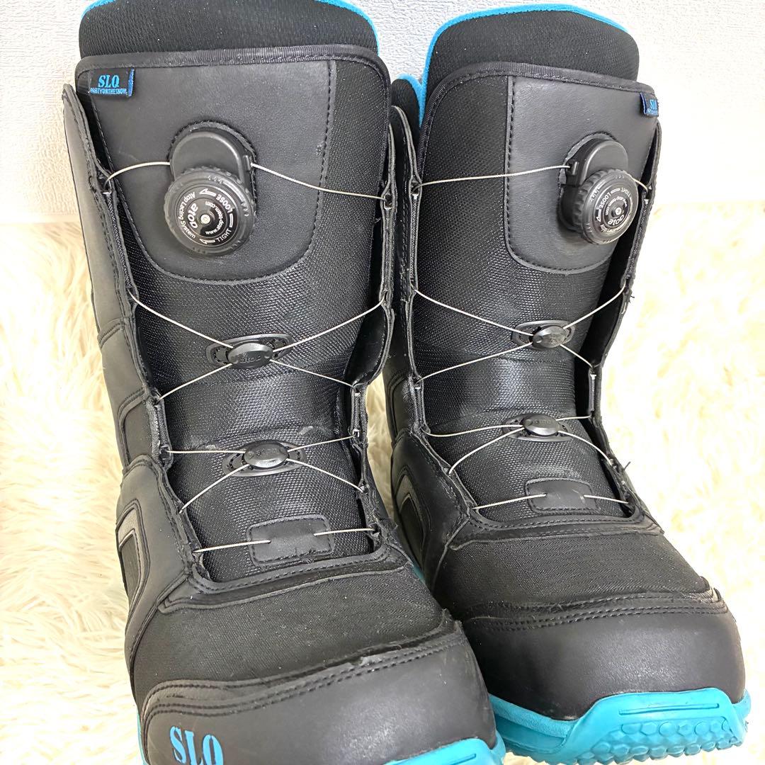 【美品】SLQ BOA スノーボードブーツ 黒×青 メンズ27.0/27.5