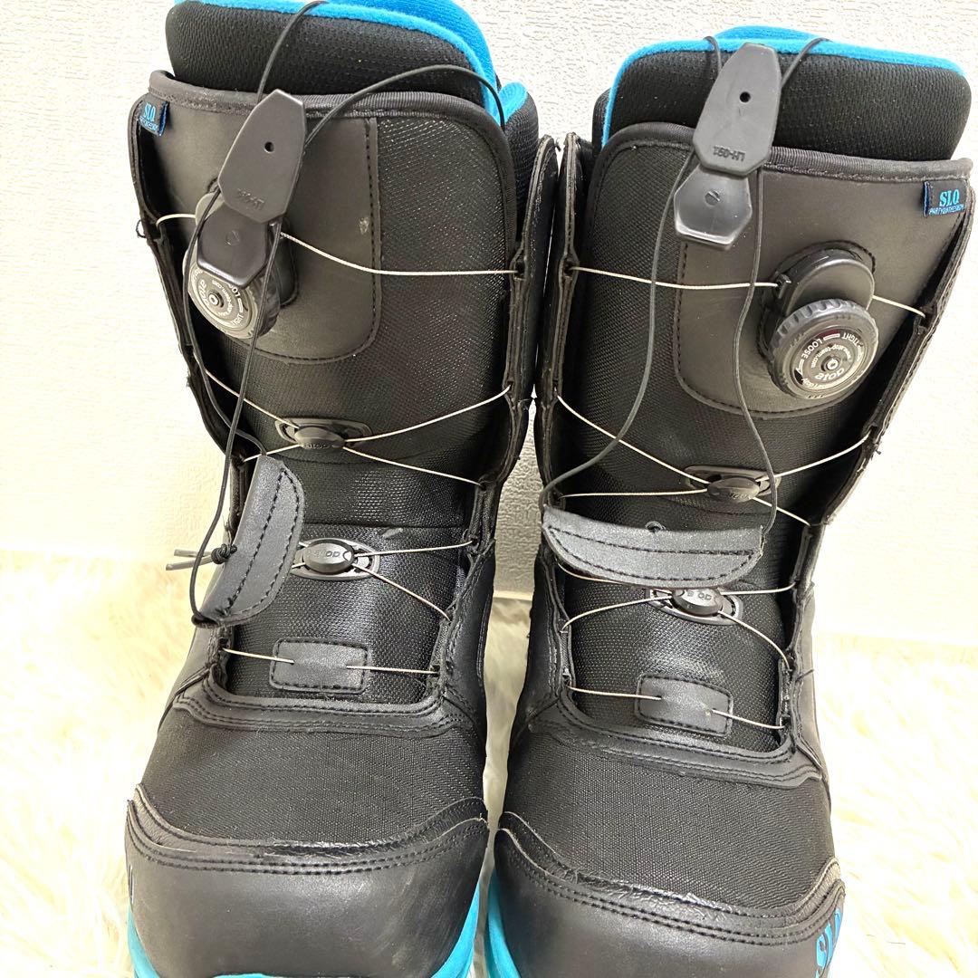 【美品】SLQ BOA スノーボードブーツ 黒×青 メンズ27.0/27.5