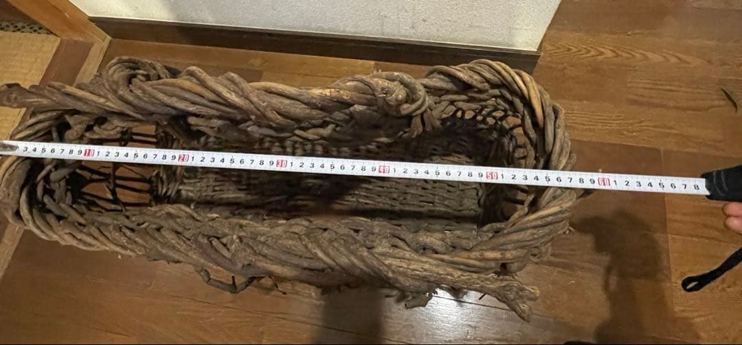 天然アケビ蔓 籠 大型 職人手作り 迫力ある造形 アンティーク 民藝 送料無料
