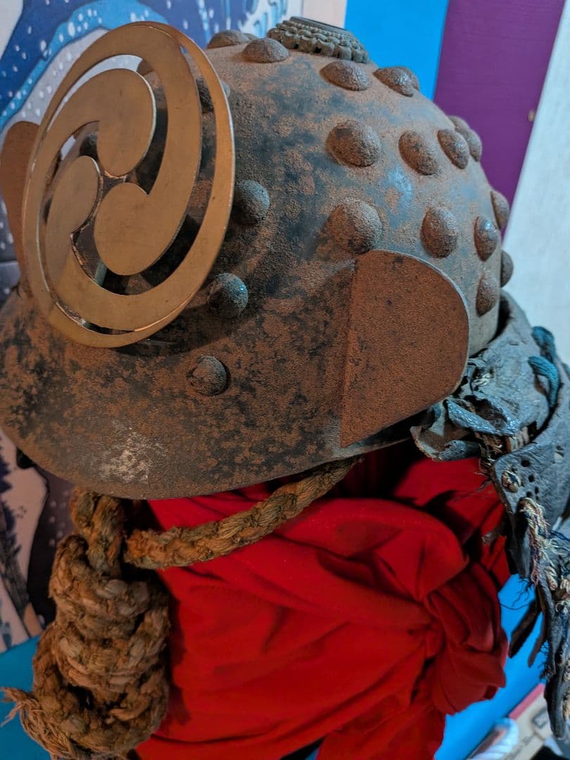 戦国時代極稀少博物館級１４６７〜１５６８年頃尾長巴御家紋前立武将厳星兜時代本歌兜