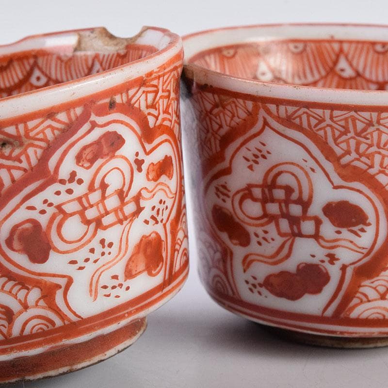 煎茶道具　赤絵宝珠文　煎茶器　五客　C　R8961