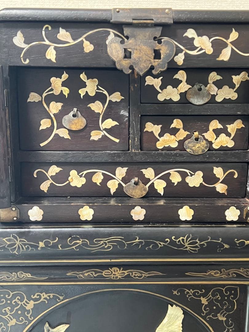 中国螺鈿化粧箱骨董 紫檀です