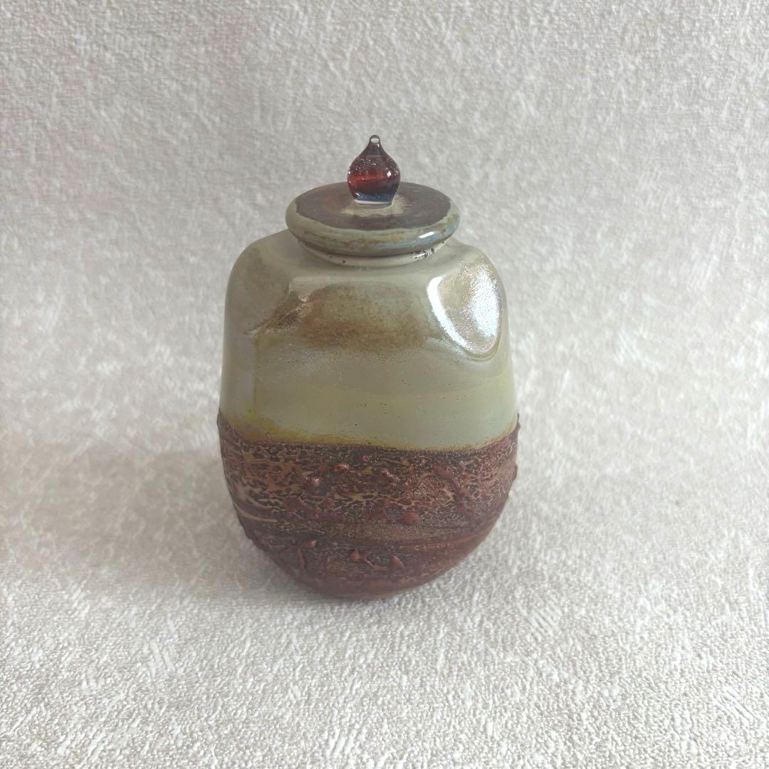 炎変 有蓋壺 山田妙山 硝子 茶入 茶道具 共箱