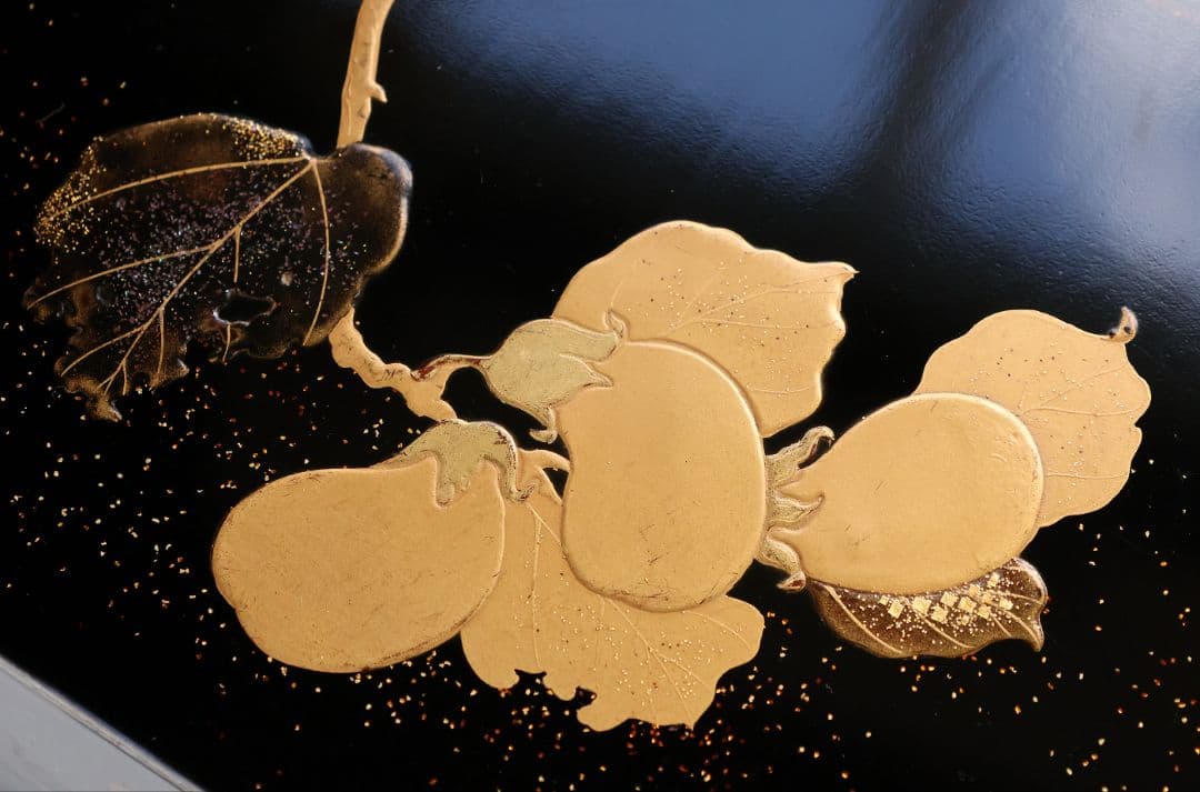 一富士二鷹三茄子 金蒔絵 黒塗四方膳 足付 五客 35cm 木製漆器【CM389