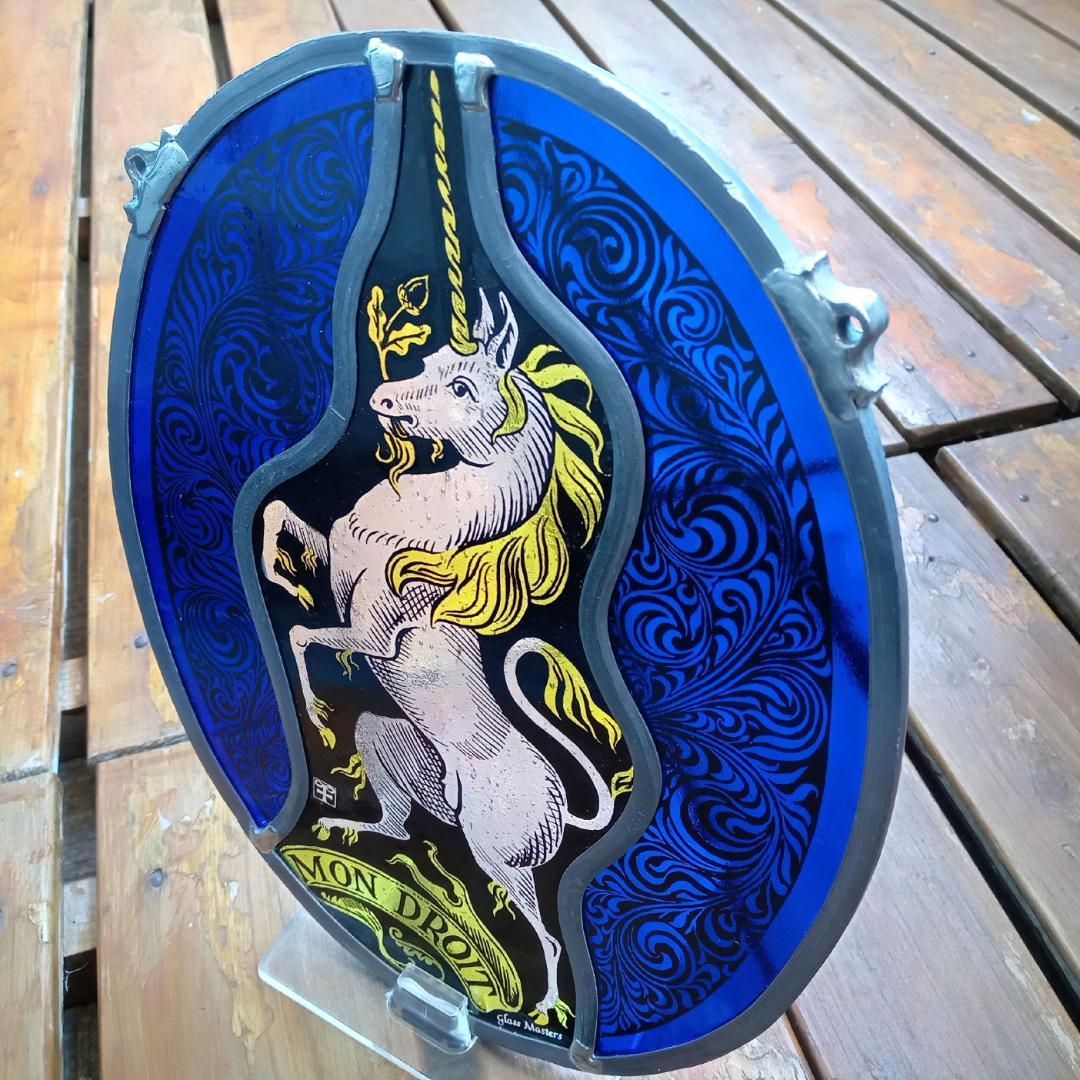 ステンドグラス Unicorn ユニコーン青の大判 グラスマスターズ社