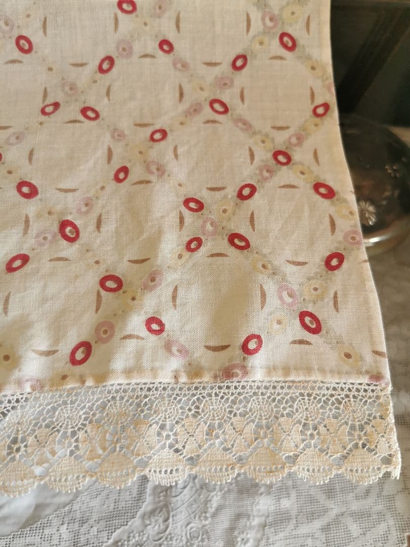 アンティーク トレリスローズ花柄フレンチファブリック レース装飾カーテンパネル