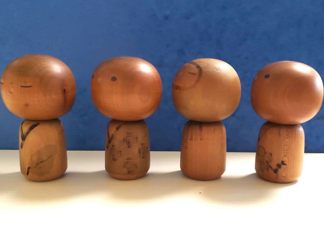 こけし4個　村上けん一作品サイン入り他