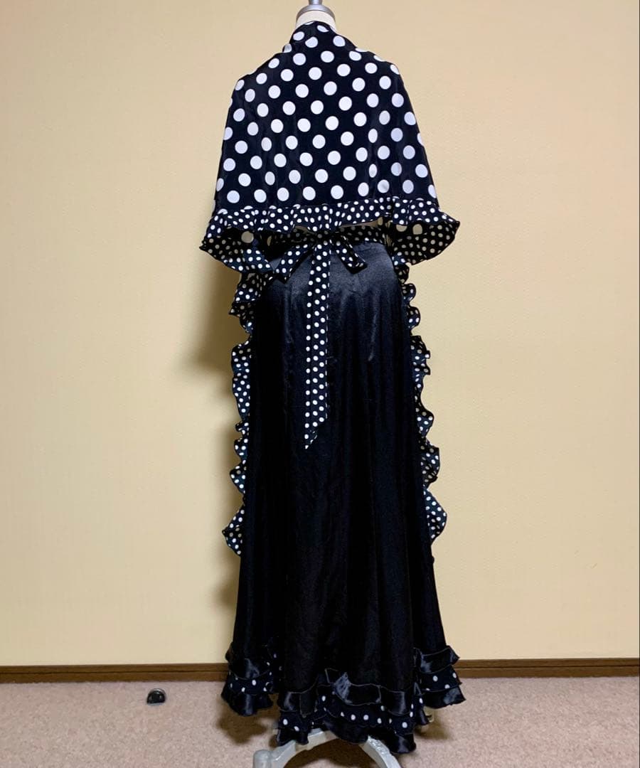 フラメンコ衣装ソニアジョーンズファルダ　黒✖️ドット　サイズM