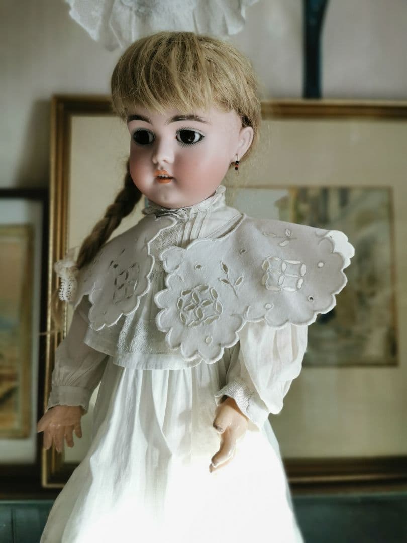 アンティーク オープンカットワーク花刺繍 アイレット スカラップスタイ 付け襟