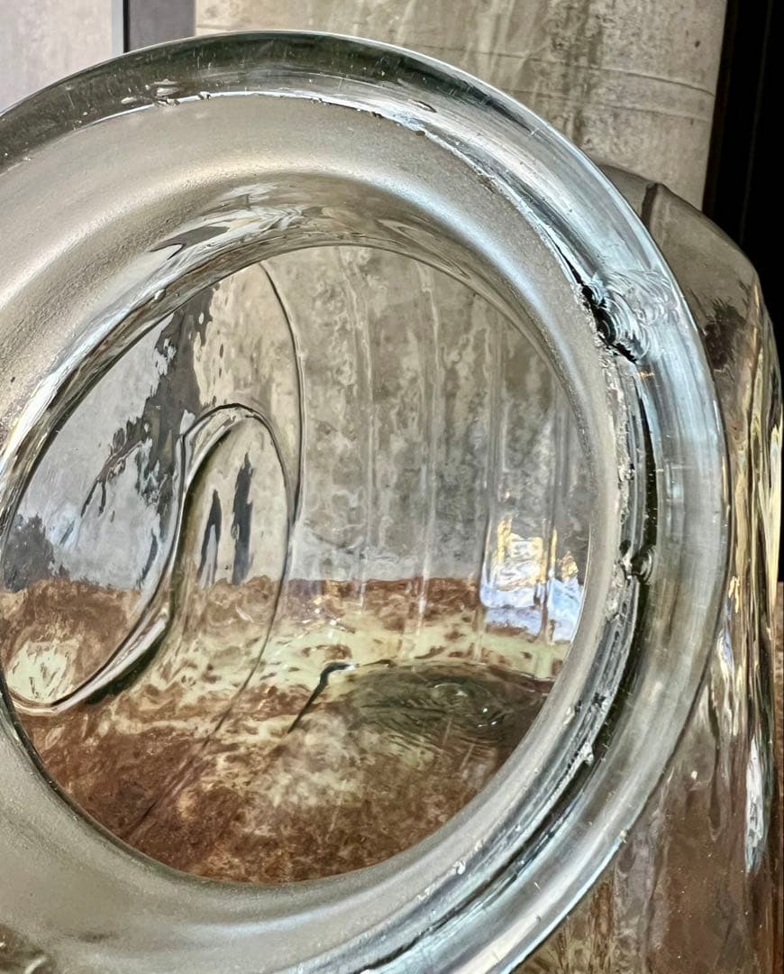 レトロ　猫ビン　でんでん太鼓　飴屋瓶　菓子瓶　アンティーク　ガラス　ガラス蓋付き