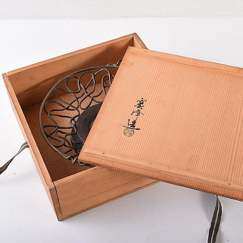 金工師　加茂霊峰造　蝋型鋳銅　果物器　盛器　共箱　M　R8054