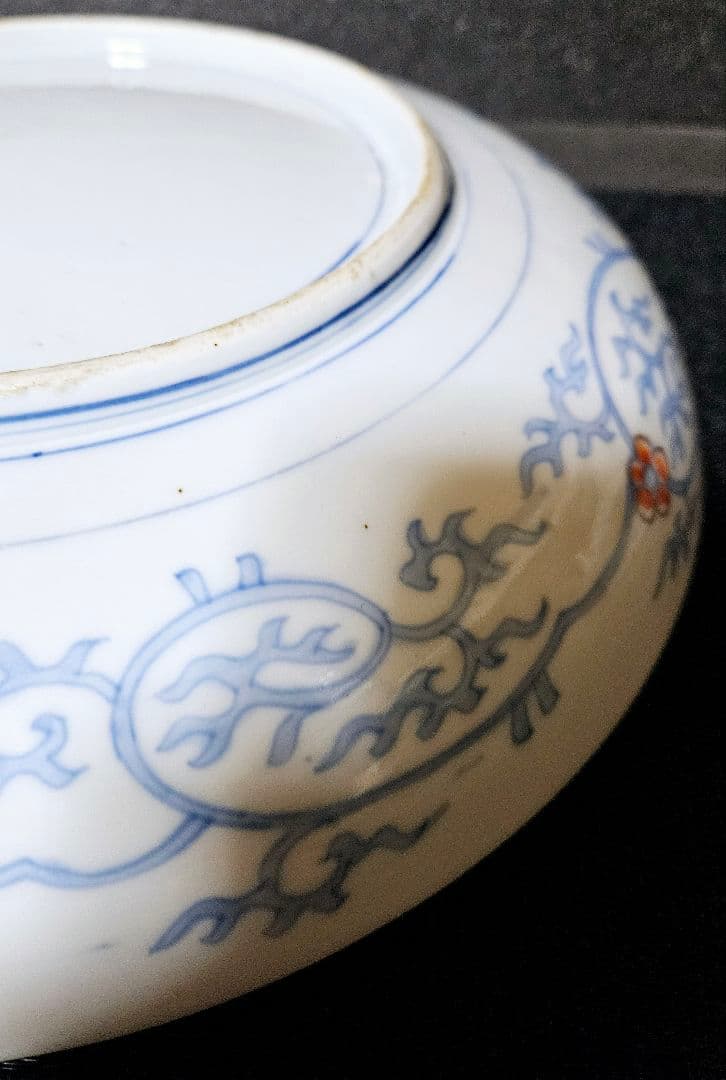 【古伊万里の上作品❗】江戸時代後期　瑠璃呉須　金彩色絵　麒麟に鳳凰に花の図　大皿