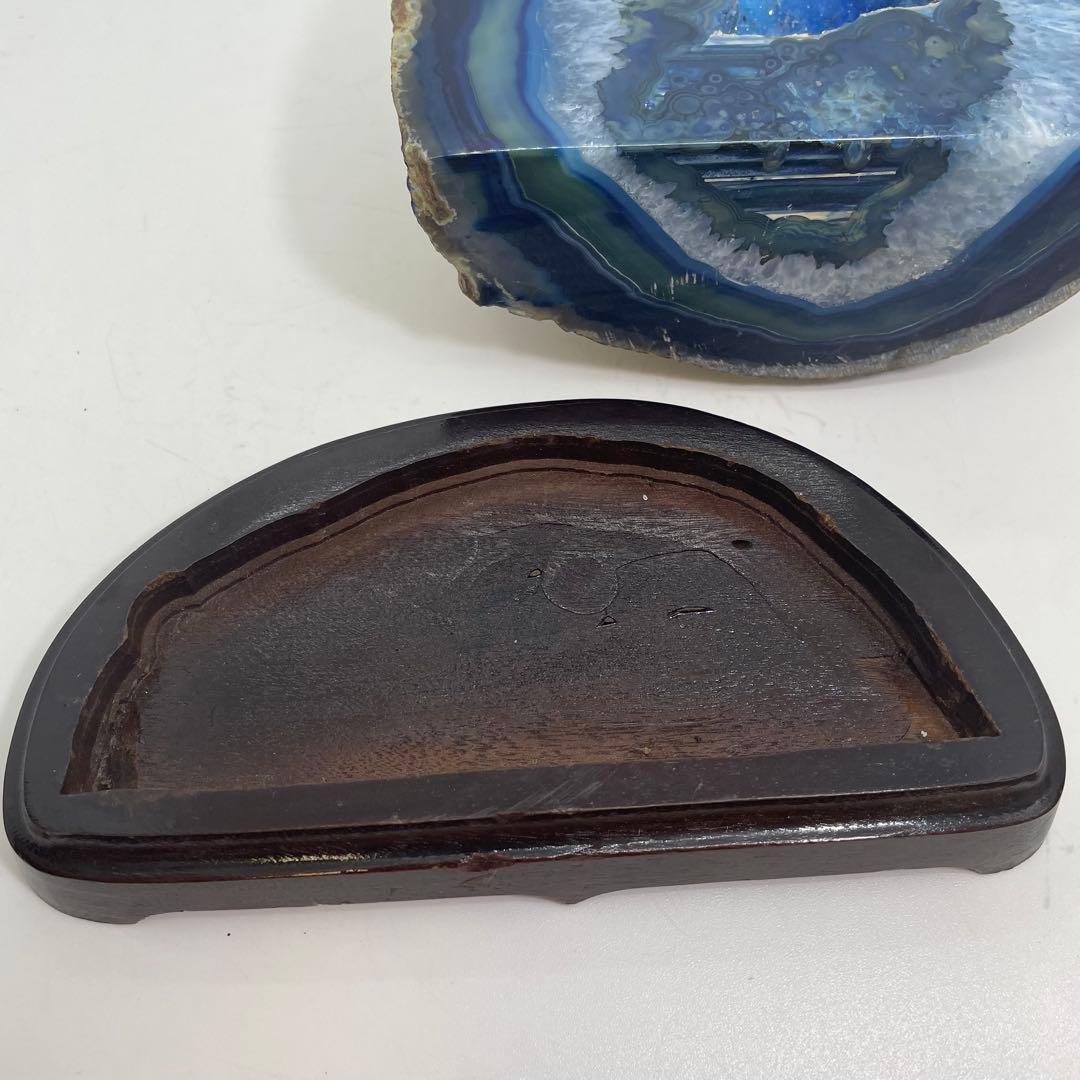 青瑪瑙 メノウ ブルーアゲート 置物 専用台付き 2,196ℊ