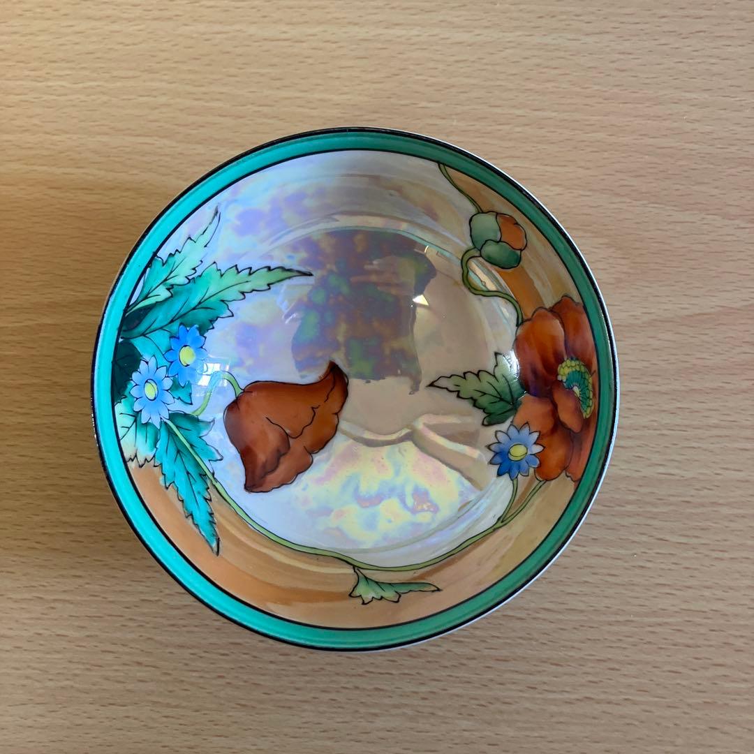 5. オールドノリタケ、Noritake-M印ボウル、ソーサー、スプーンのトリオ