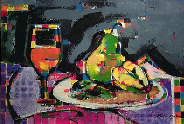 油絵 菅家令子 絵 絵画インテリア額付(白) uF6-062204 静物 ワイン