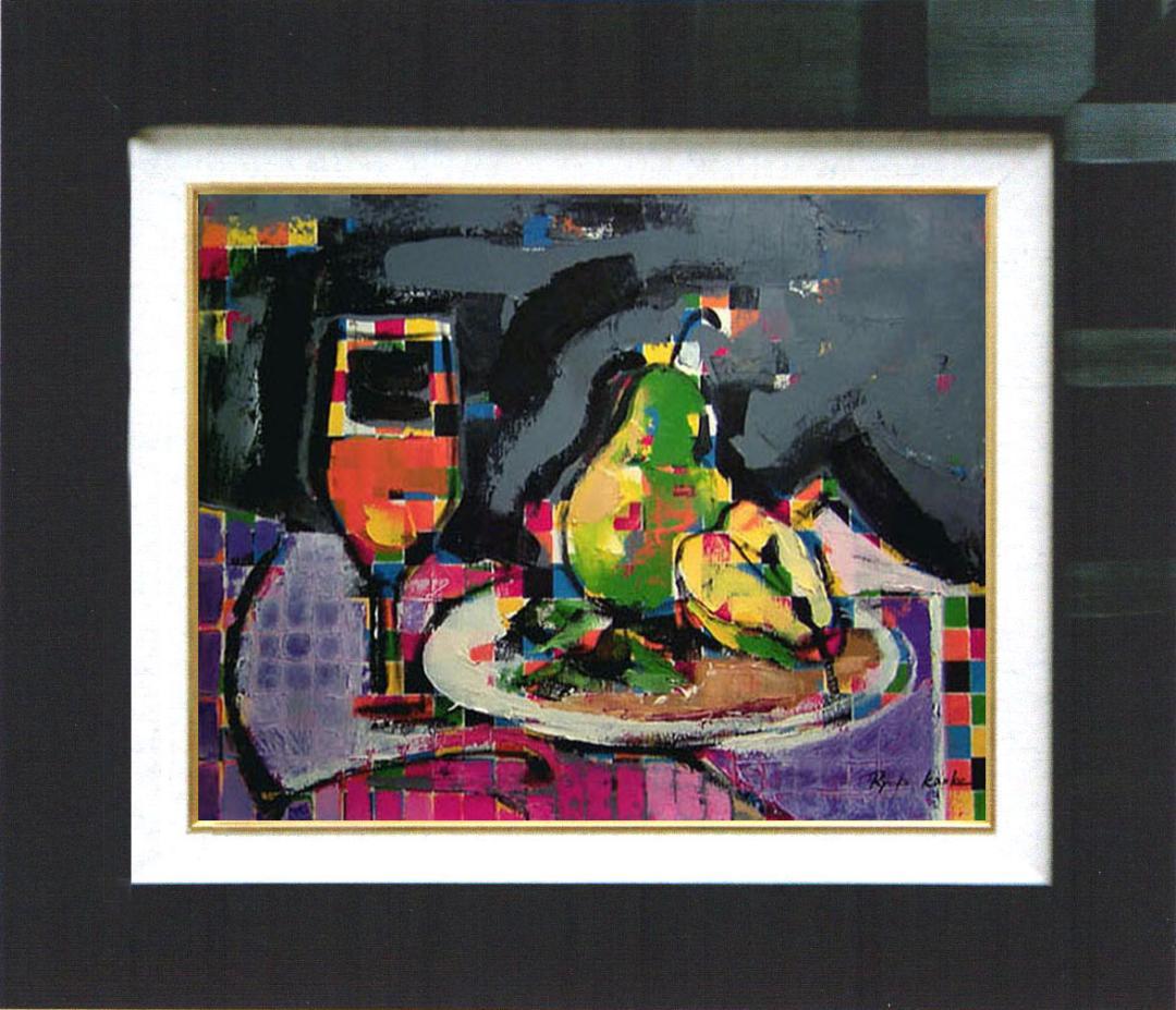 油絵 菅家令子 絵 絵画インテリア額付(白) uF6-062204 静物 ワイン