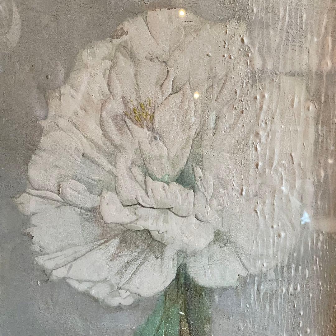 伊藤髟耳　いとうほうじ　題不明　花　日本画　本人サイン入　額付　25.12.6