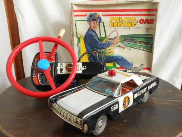 傑作!★超希少！野村トーイ NOMURA パトカー 大型 ブリキ 玩具 箱 当時