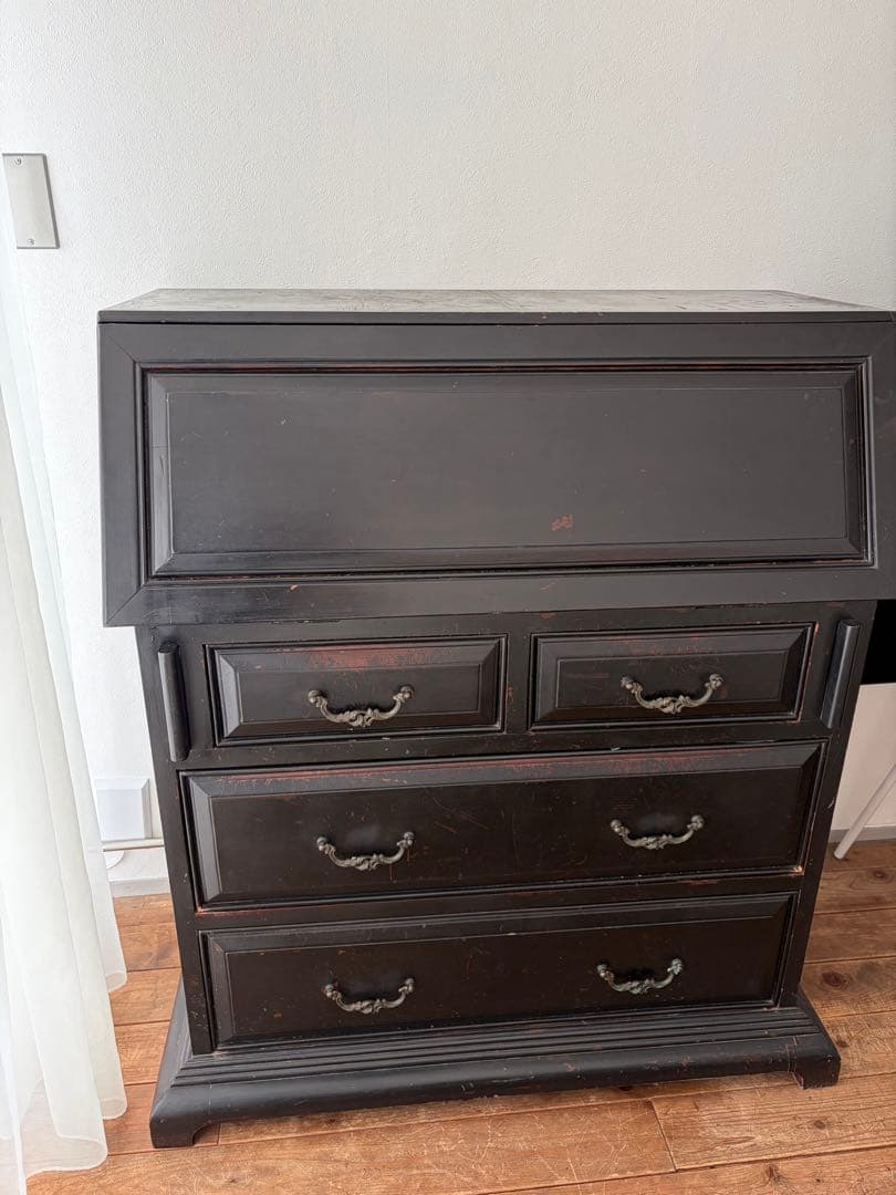 ヴィンテージ フランス ライティング ビューロー 黒茶 アンティーク フランス