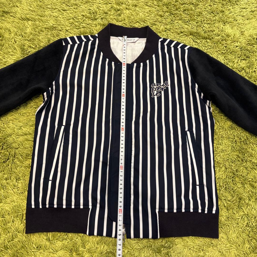 アンパスィ and per se ジップジャケット 異素材 ストライプ Mサイズ