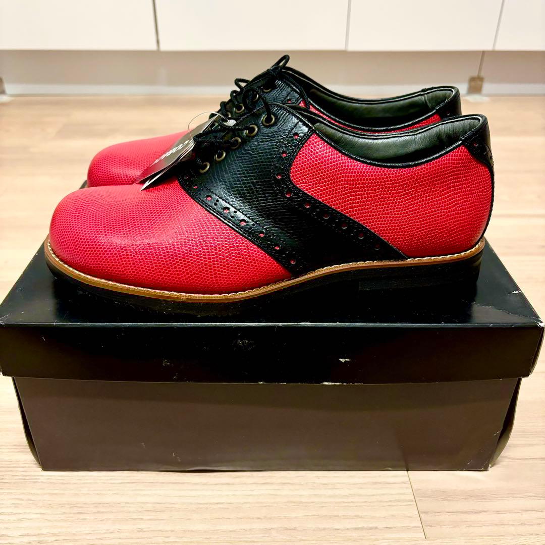 新品未使用 COBACK コバック ゴルフ スパイク 靴 シューズ 本革 赤 黒