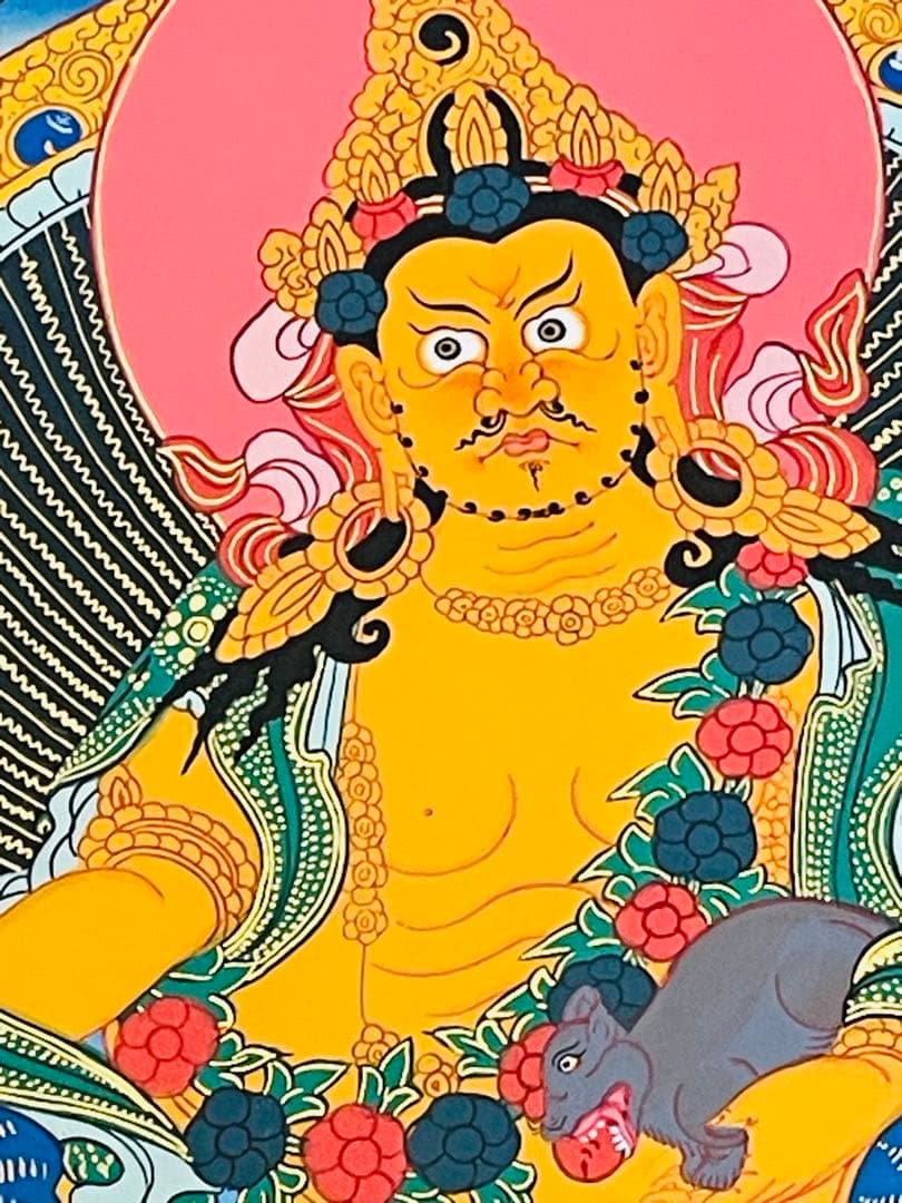 《手描き 肉筆画》宝蔵神 財宝神 シャンバラ クベラ 曼荼羅　Kubera 新品