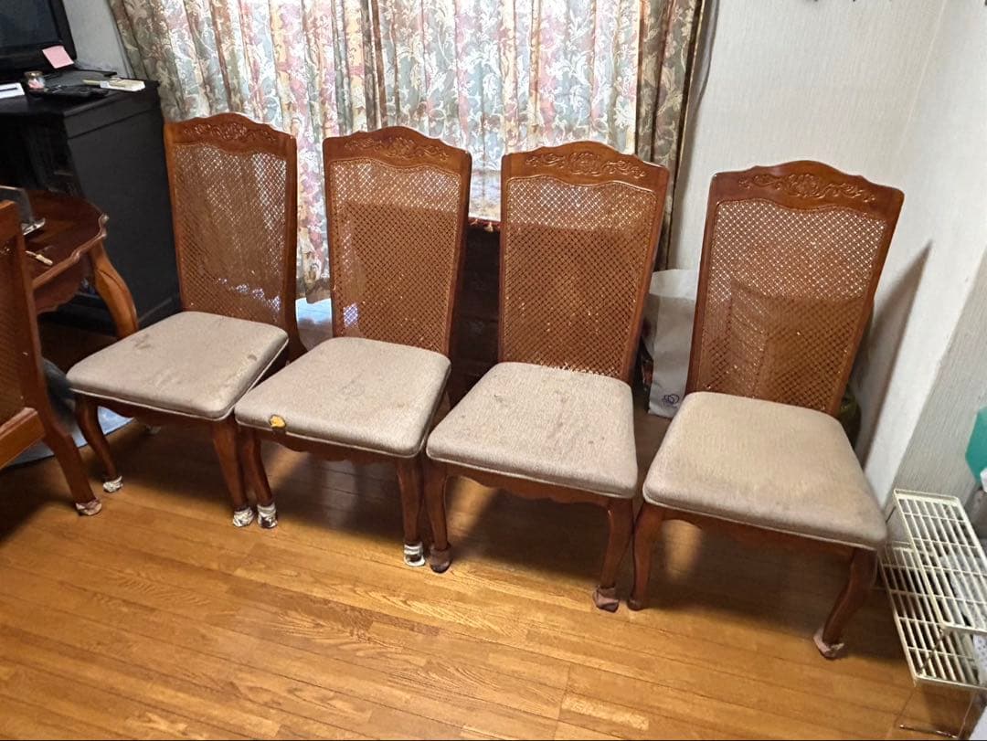 豪華なる楕円形木製⭐︎延長テーブルと椅子6脚セット