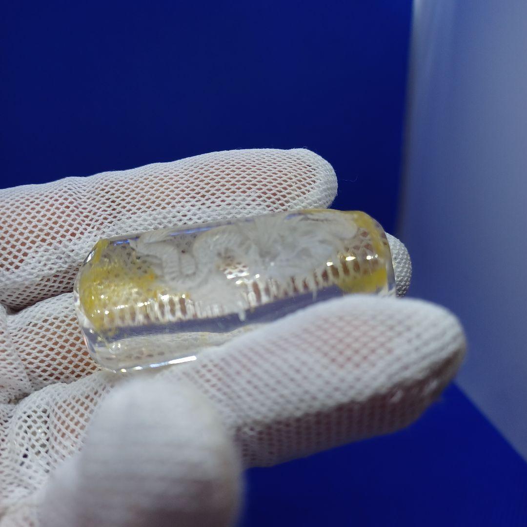 水晶(ゴールデンヒーラー共生)　龍　彫り物