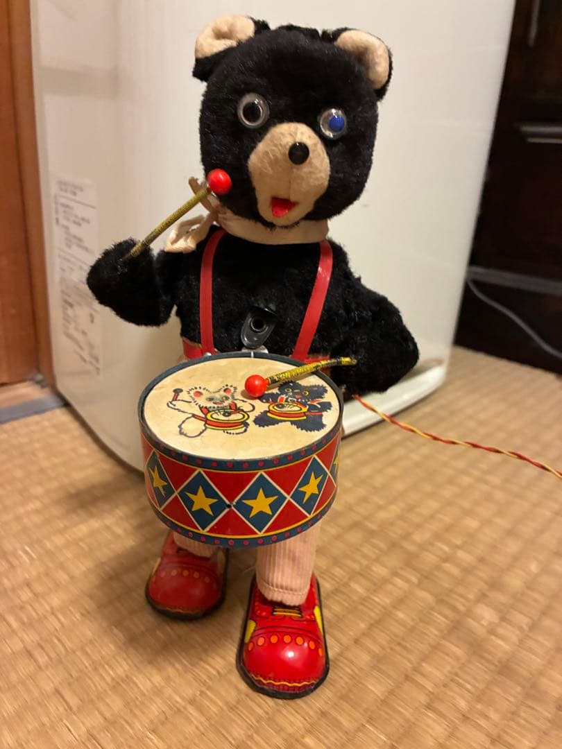 可動品！1960年代激レア ビンテージ 歩行 太鼓を叩きながら歩行するクマ