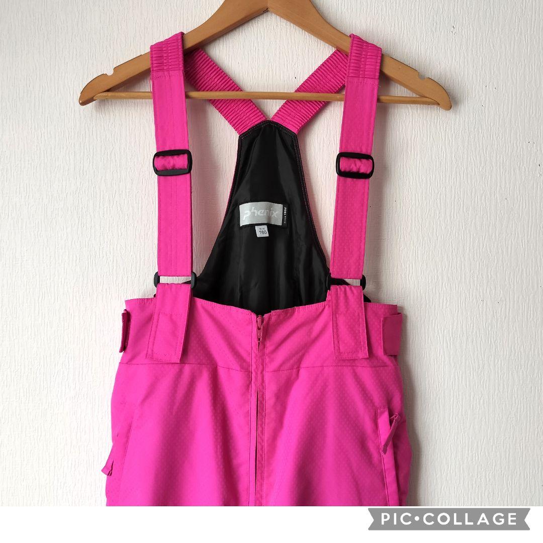 美品 Phenix スキーウェア 女の子 160 150 上下 黒×ピンク 花柄