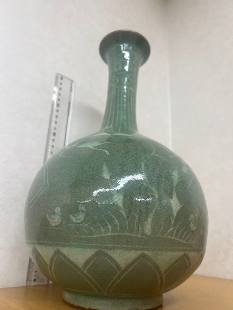 朝鮮李朝高麗天球瓶　古美術　唐物コレクション韓国骨董　アンティーク江戸　青磁