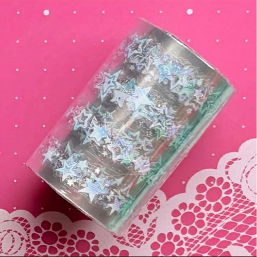 贝壳银 彩虹锁扣 6cm×5m 海外マスキングテープ　海外マステ　星