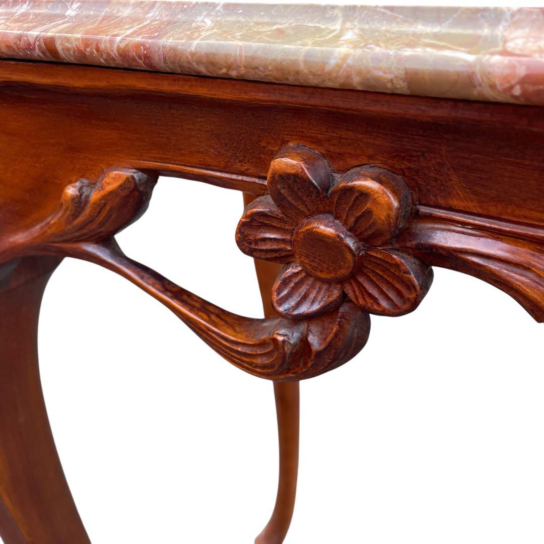 イタリア製　アンティーク調 大理石 サイドテーブル 猫脚　コンソールテーブル