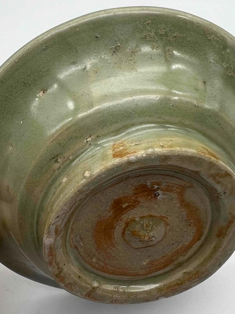 南宋時代　青磁　龍泉窯小盤　青磁弦文皿　唐物　古賞物　時代物(A-73)