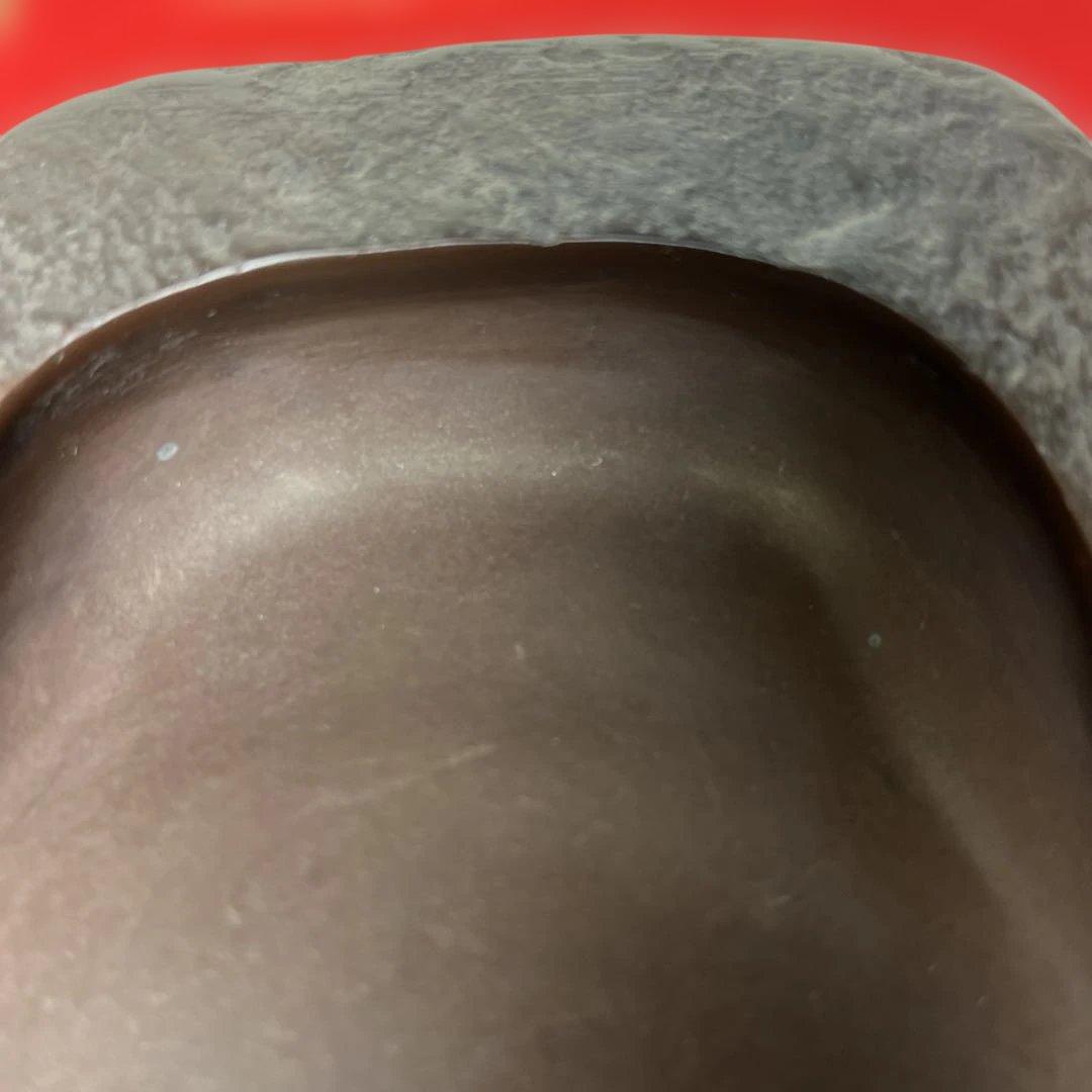 ⭕️赤間硯　野面硯　植野玉泉堂　6寸大　34mmの厚手　墨たっぷり　会津漆塗箱付き