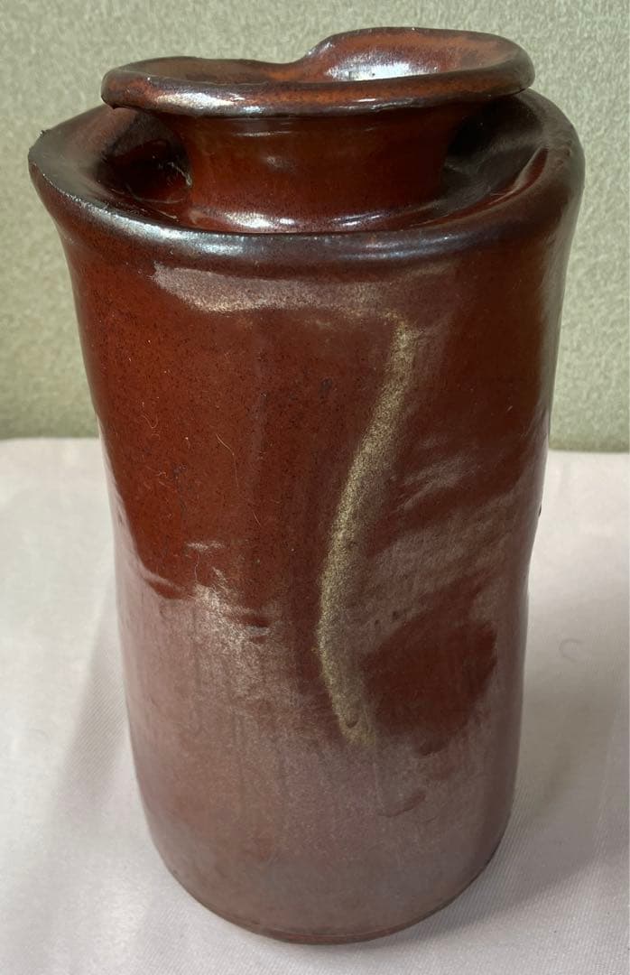 小石原善窯　焦茶花瓶　茶道具荷物より　変形