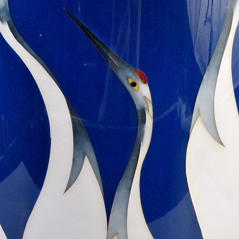 七宝焼　鶴文　花瓶　時代箱付　M　R8883B