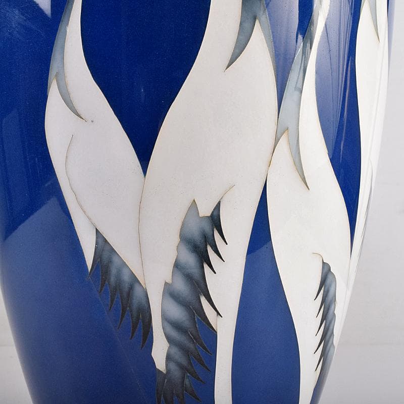 七宝焼　鶴文　花瓶　時代箱付　M　R8883B