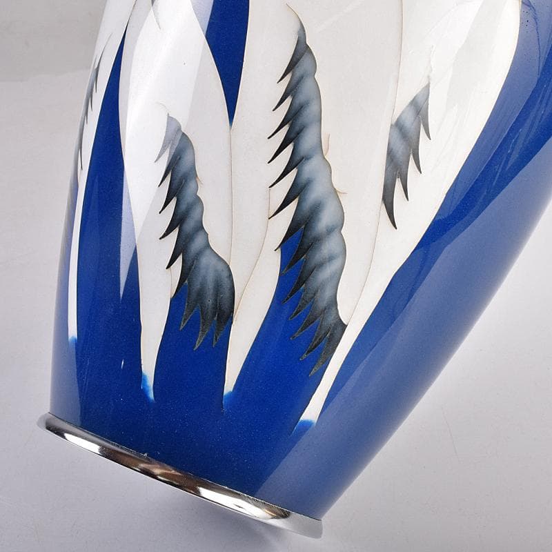 七宝焼　鶴文　花瓶　時代箱付　M　R8883B