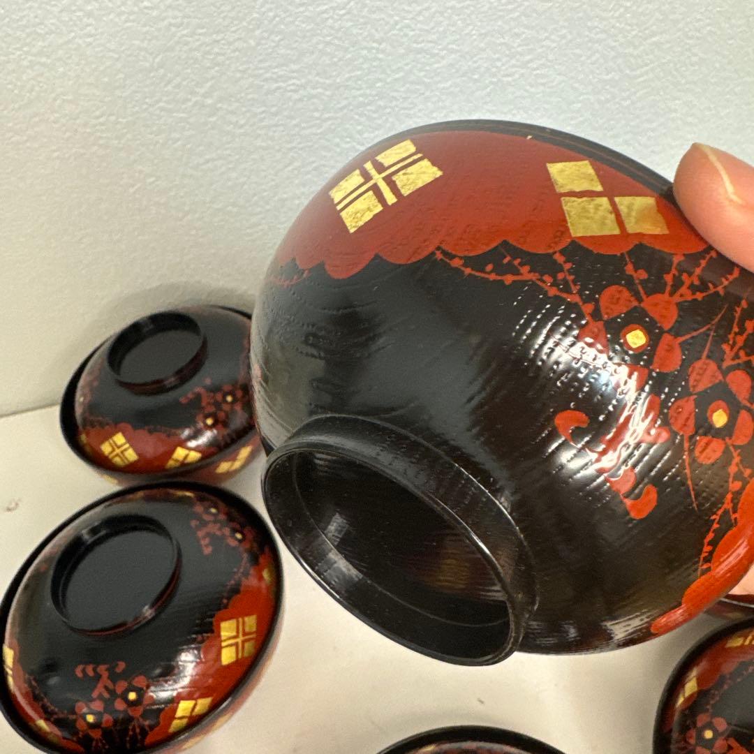 茶道具『懐石道具 正法寺煮物椀　本堅地 特製請合』 漆塗り茶道具 10個セット