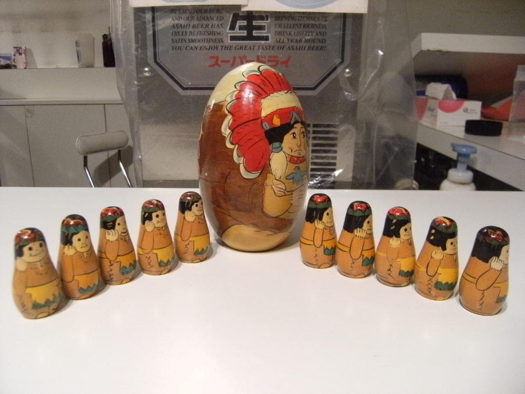 ロシア製品★ハンドメイド 民芸品 置物 インディアン マトリョーシカ 人形