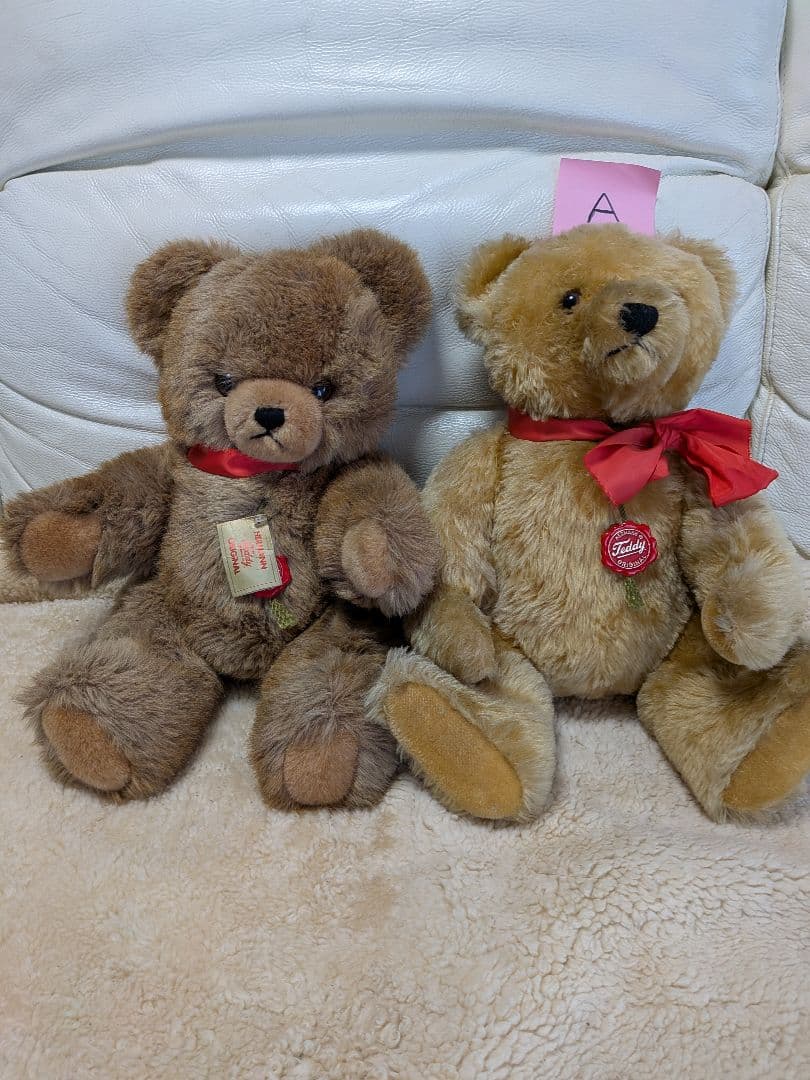 HＥRMANN テディベア 赤いリボン付き、2体