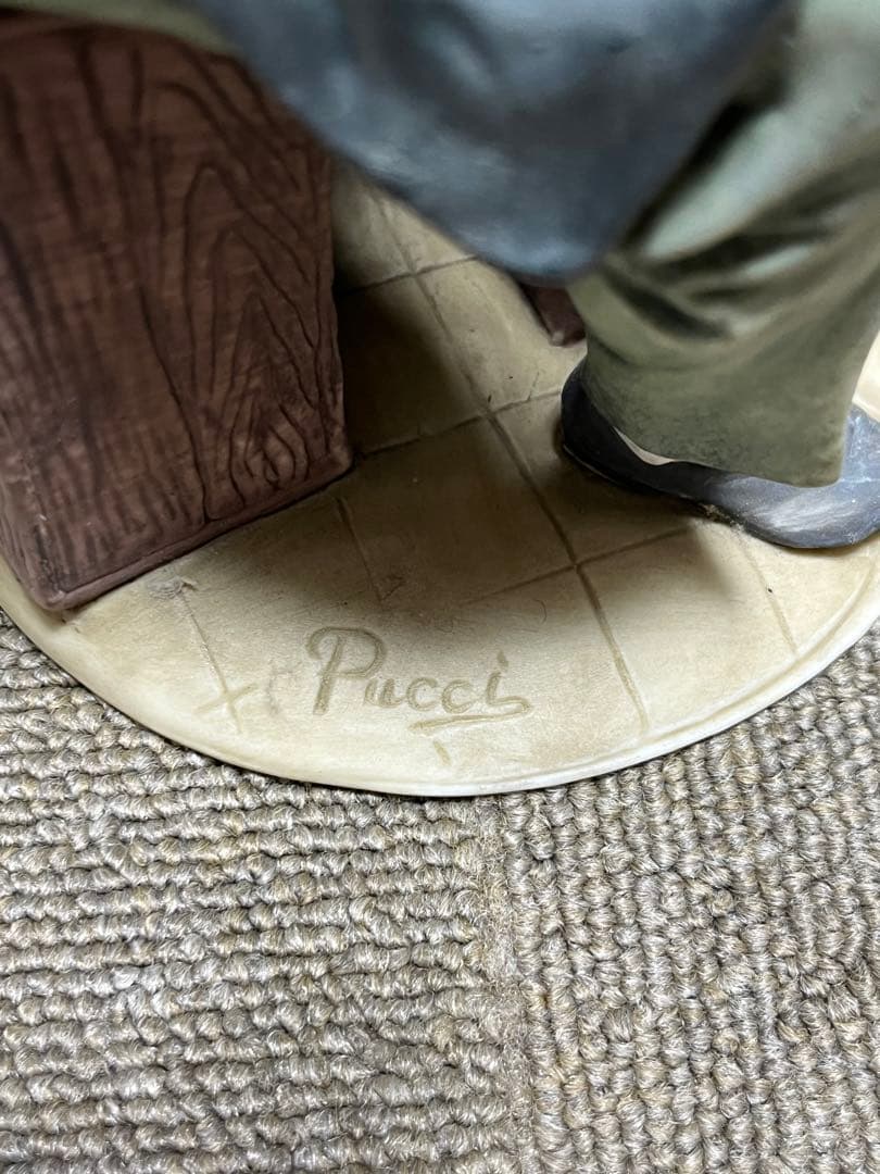 カポディモンテ 時計職人のヴィンテージ陶器彫刻 イタリア 1950 年代