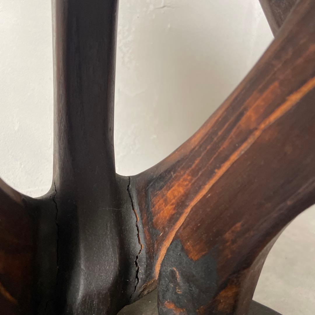 木製　木彫り　アフリカ　スツール　ガーゴイル　丸椅子　ヴィンテージ　民芸