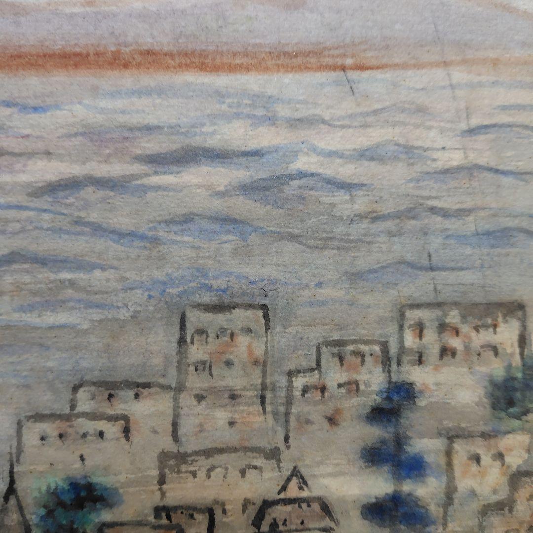 日本画家 吉原芳仙 『桜島』額装 直筆保証 逸品