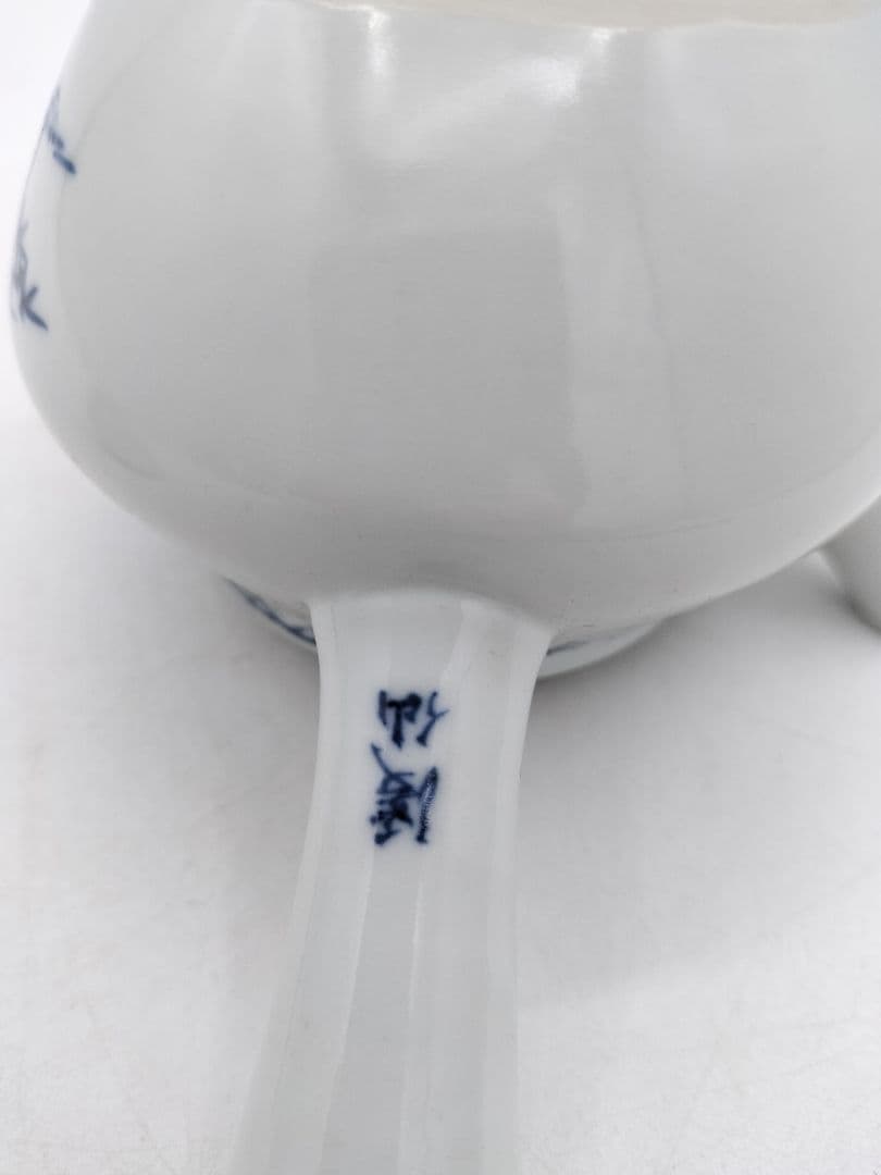 c733 煎茶器セット 染付　竹 「清影揺風」湲仙 5客 茶道具 古物